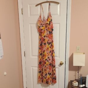 Nannette Orange and Black Floral Maxi Dress